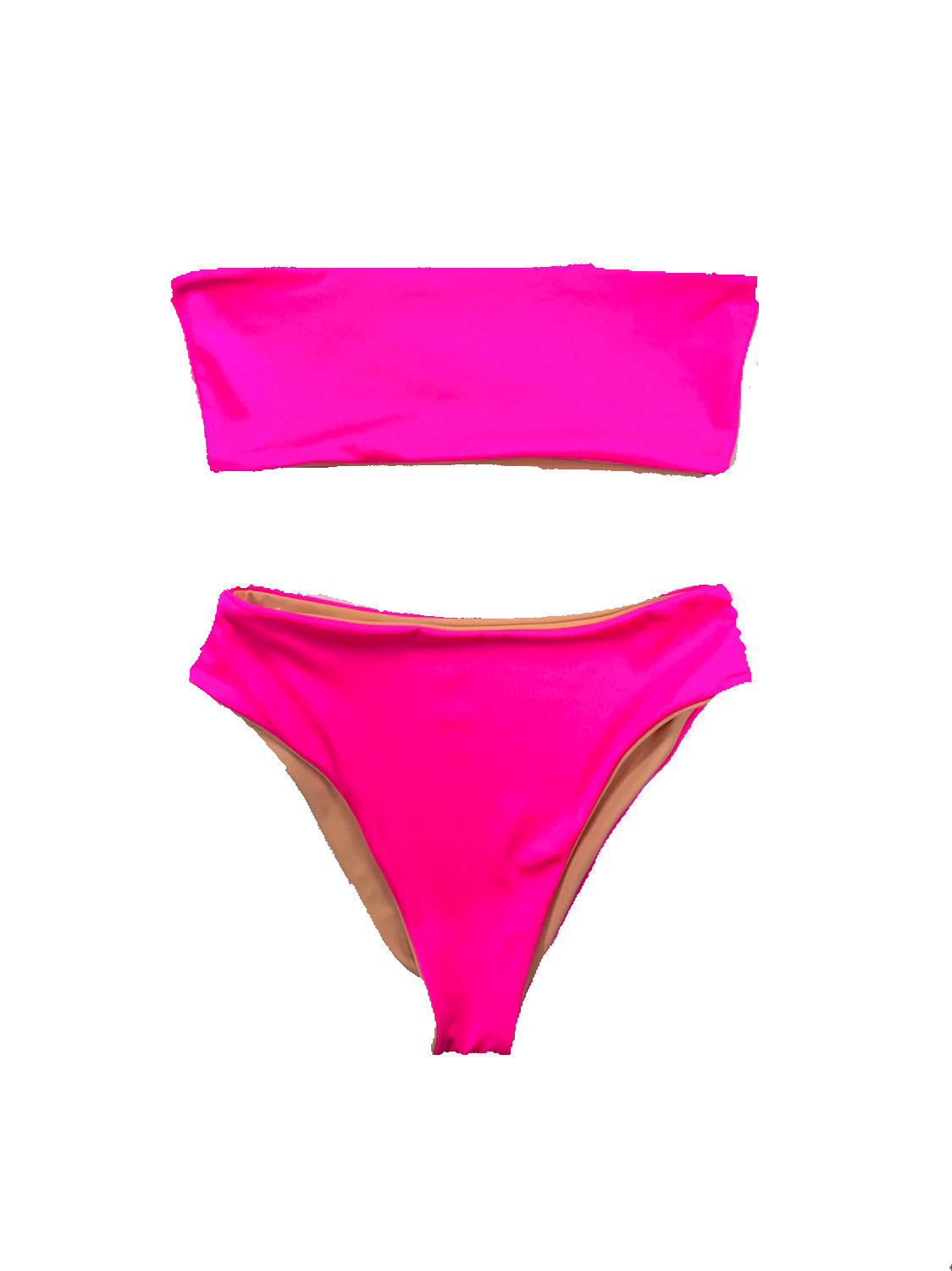 Neon Pink Clear Strap Bikini Top – palms swimwear