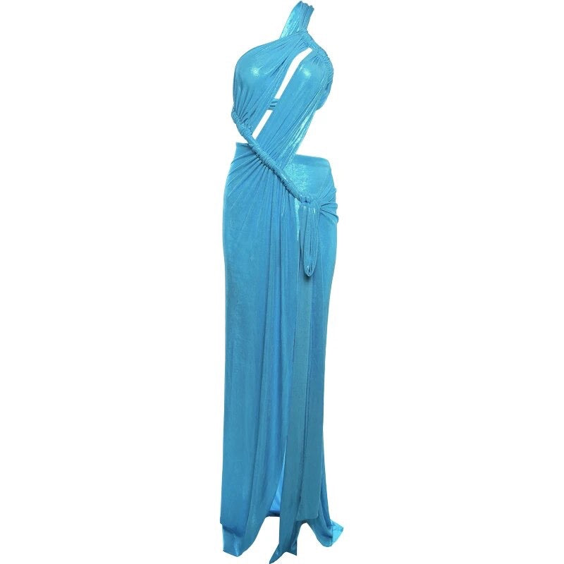 Goddess Blue Metallic Dress