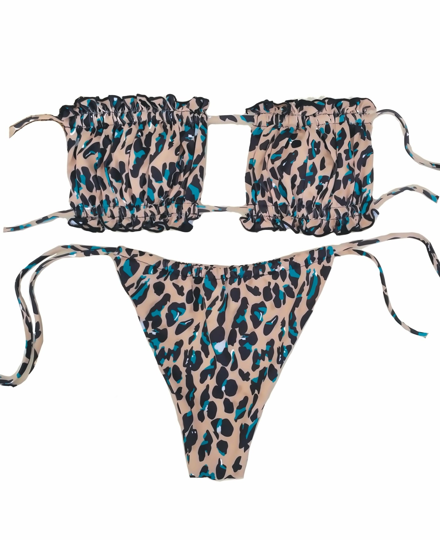 Ruched Bikini Set Leopard Print