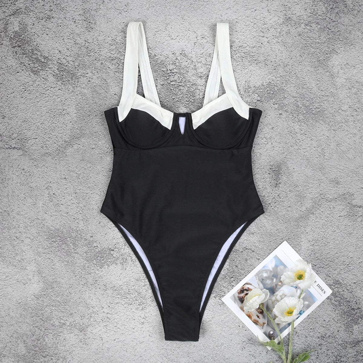 Black And White Chic Noir Swimsuit