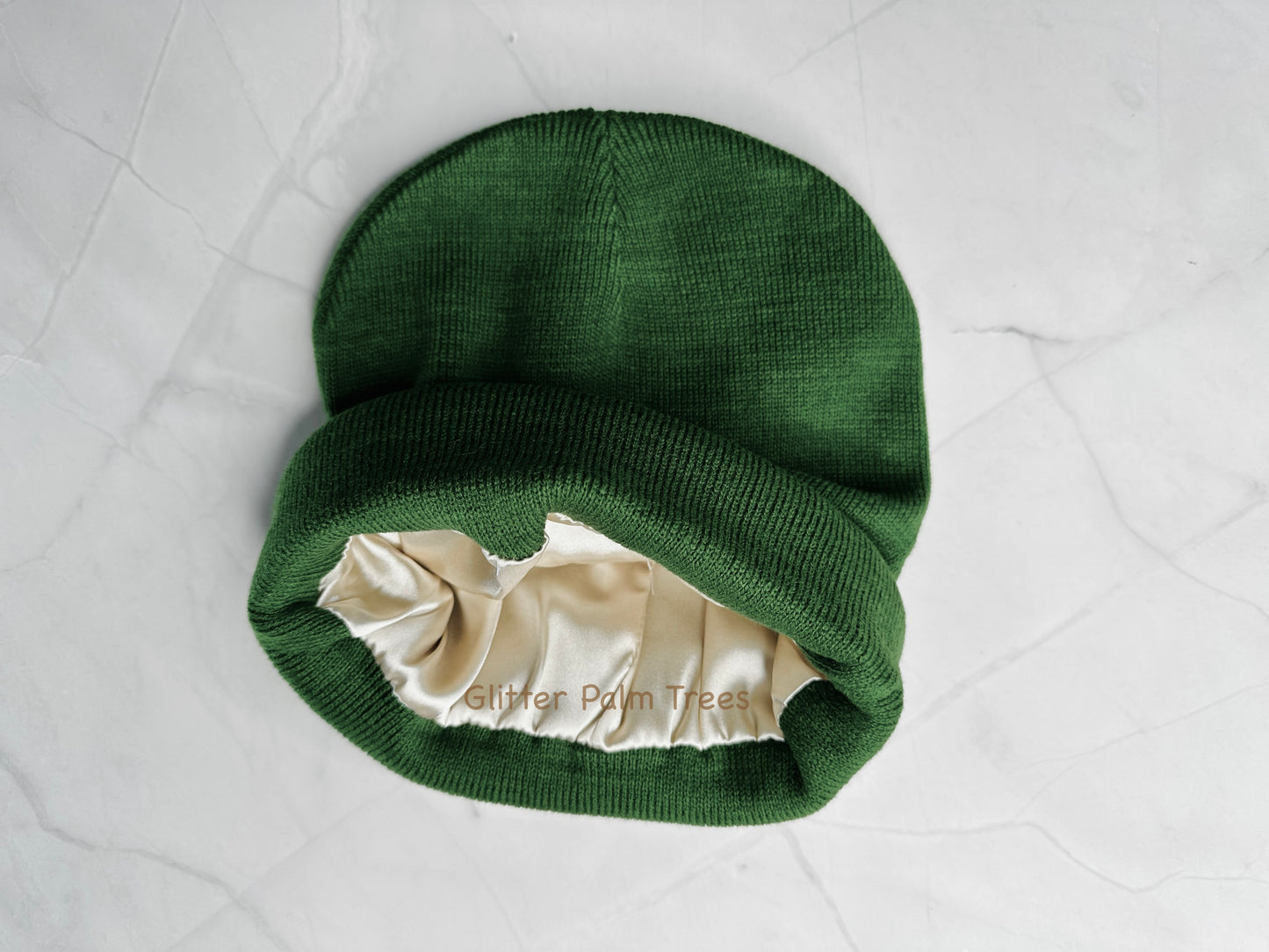 Green Satin Lined Beanie Hat