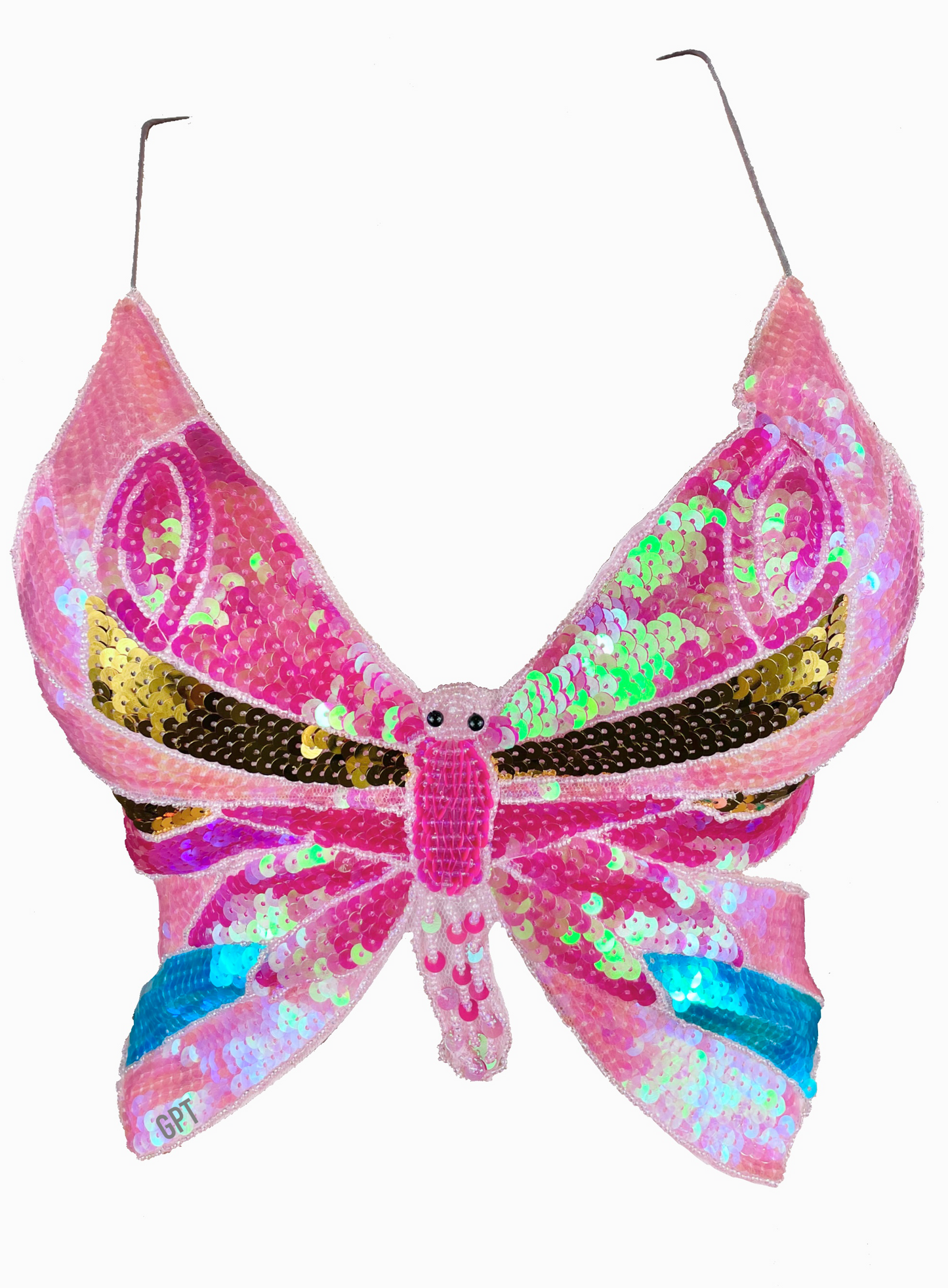 Butterfly Sequin Top Pink And Blue Color