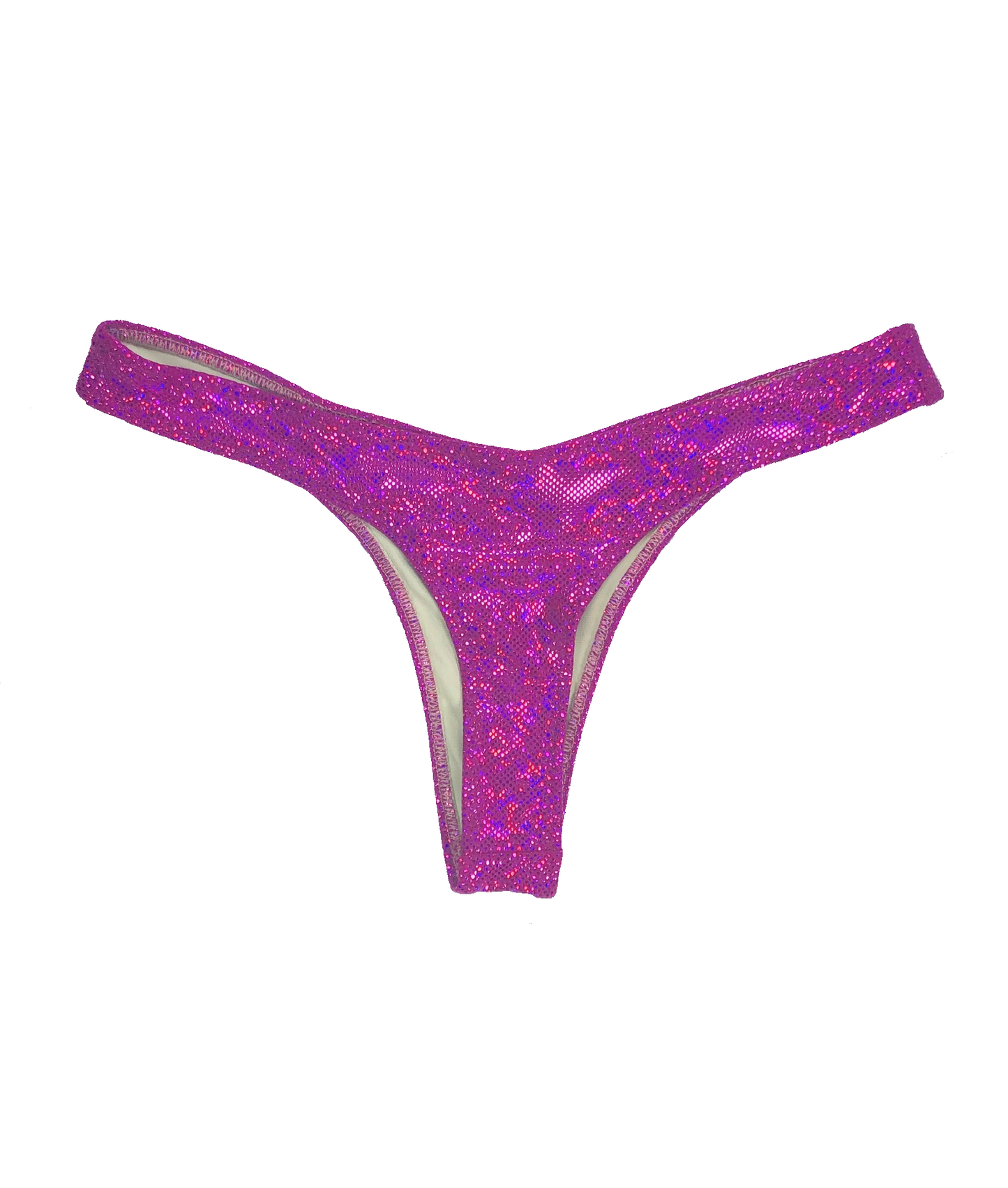 wendolin-designs - Wendolin Designs - Bikini bottom - High Leg Fit Thong V Shape Style Bikini Bottom Color Purple Holographic