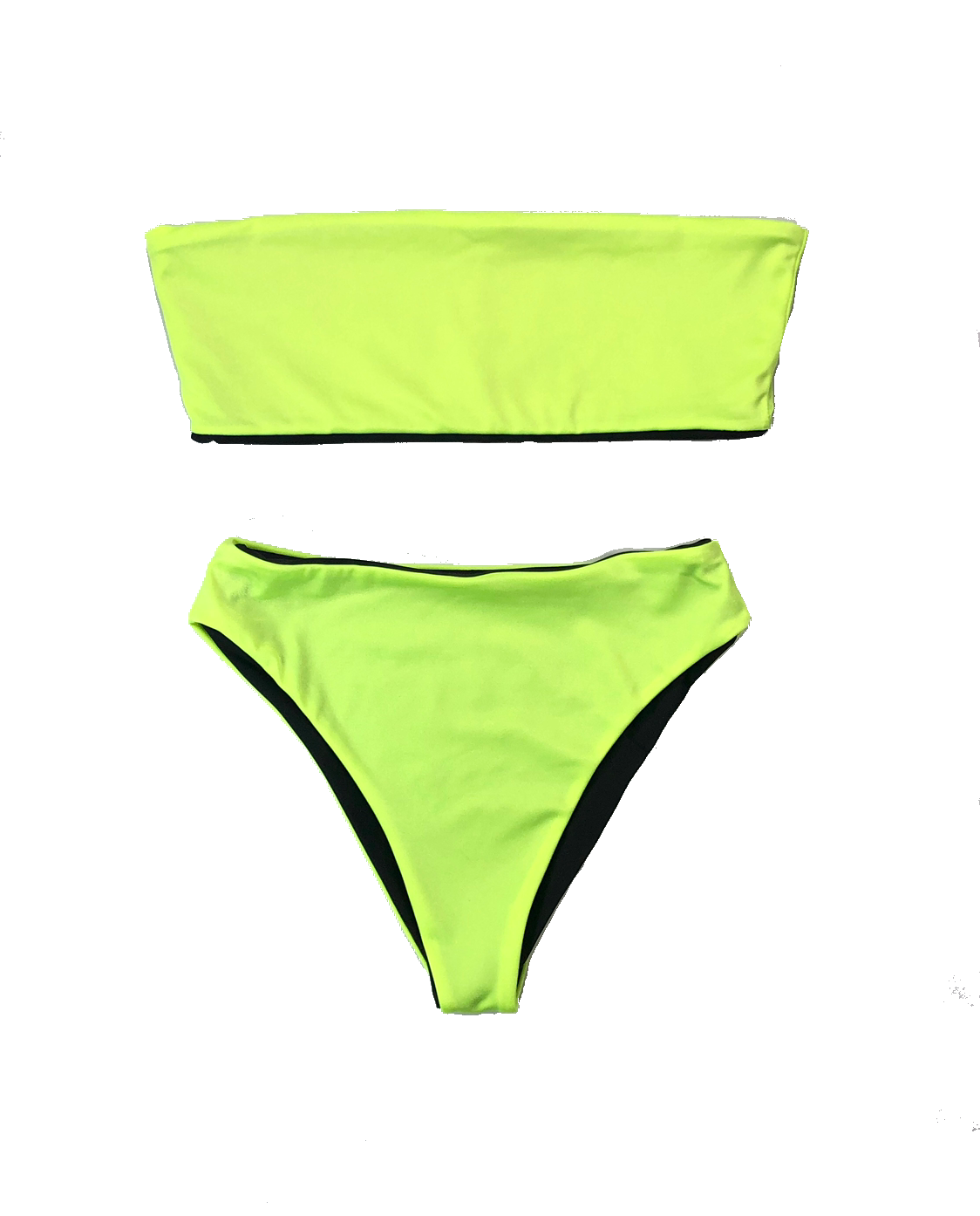 wendolin-designs - Wendolin Designs -  - Reversible Neon Green And Black Bandeau Bikini Top - Strapless Swimsuit Top