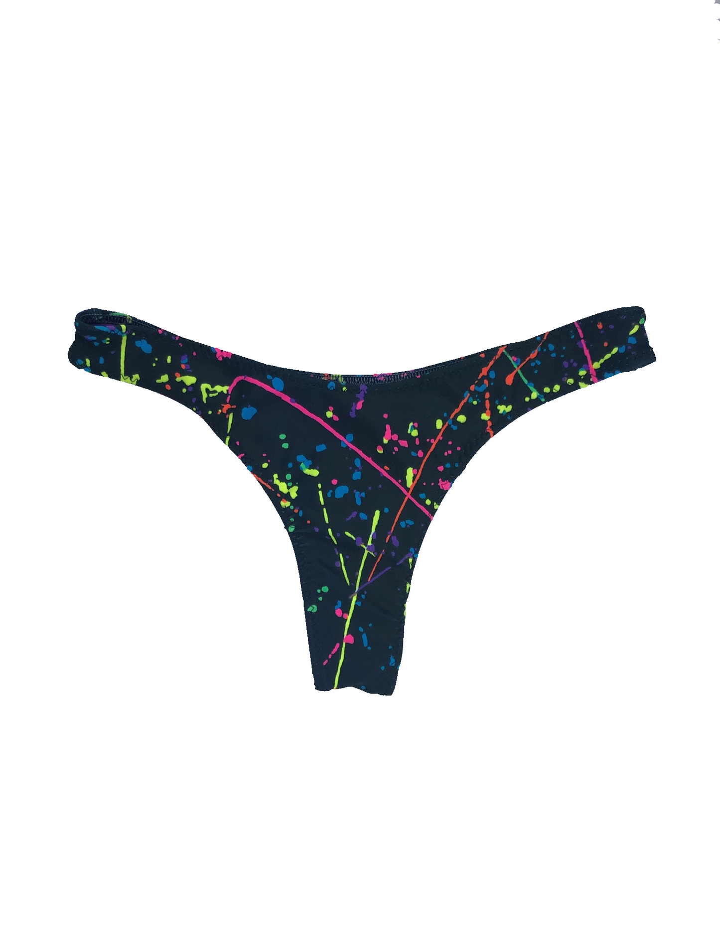 wendolin-designs - Wendolin Designs - Bikini bottom - Bikini Bottom - High Leg Thong Style Color Splash Neon Paint
