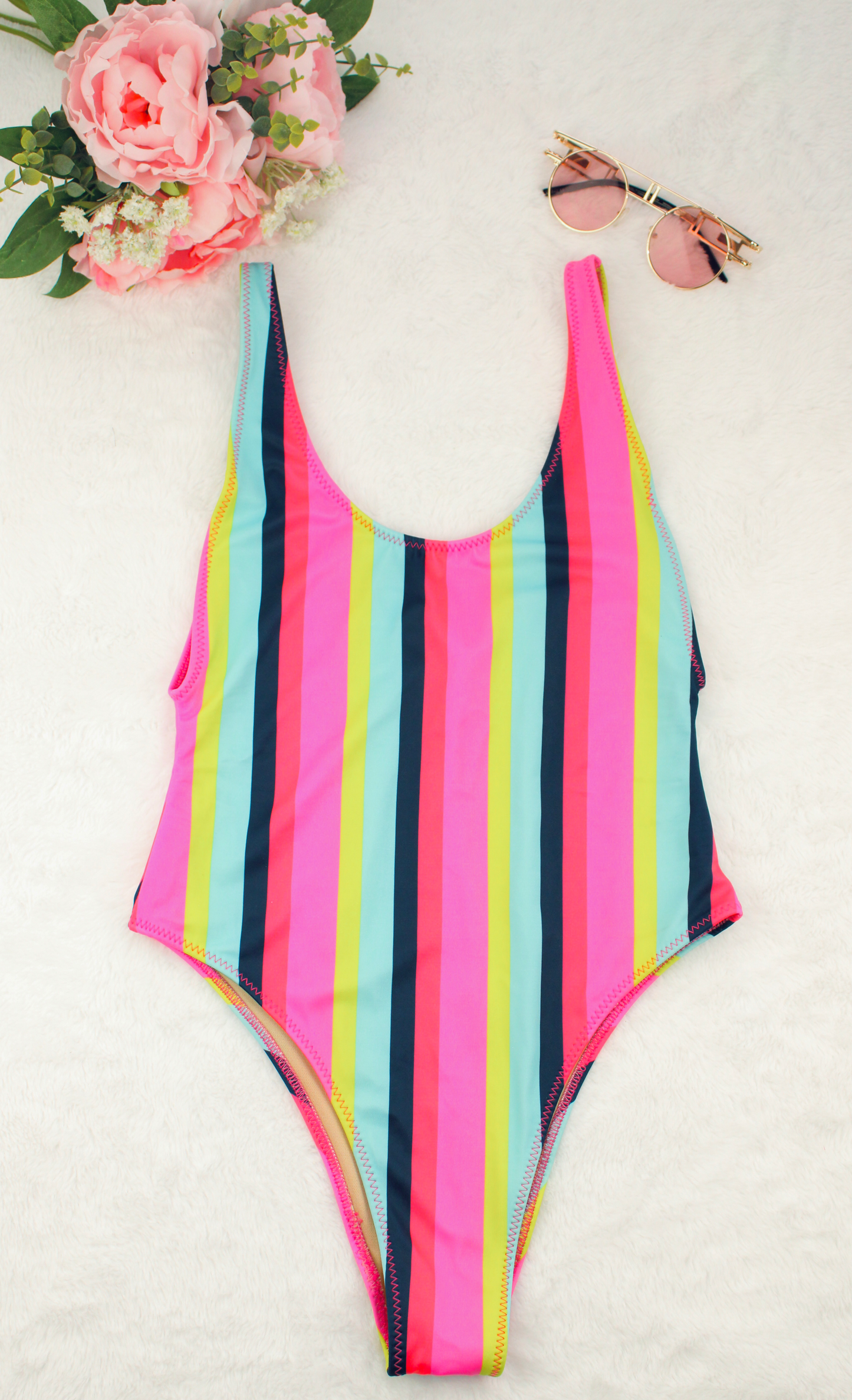 Rainbow Bliss Multi-Striped One Piece Swimsuit