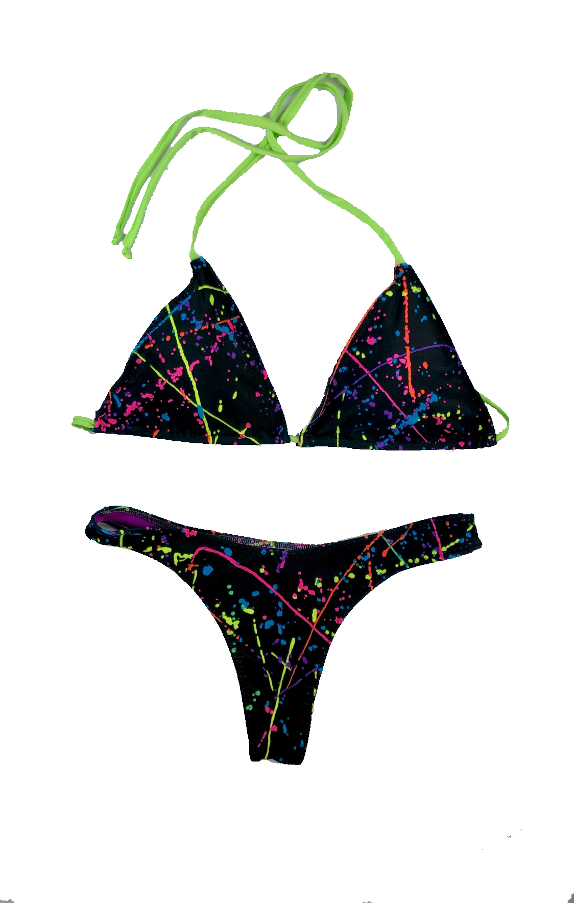 wendolin-designs - Wendolin Designs - Bikini bottom - Bikini Bottom - High Leg Thong Style Color Splash Neon Paint