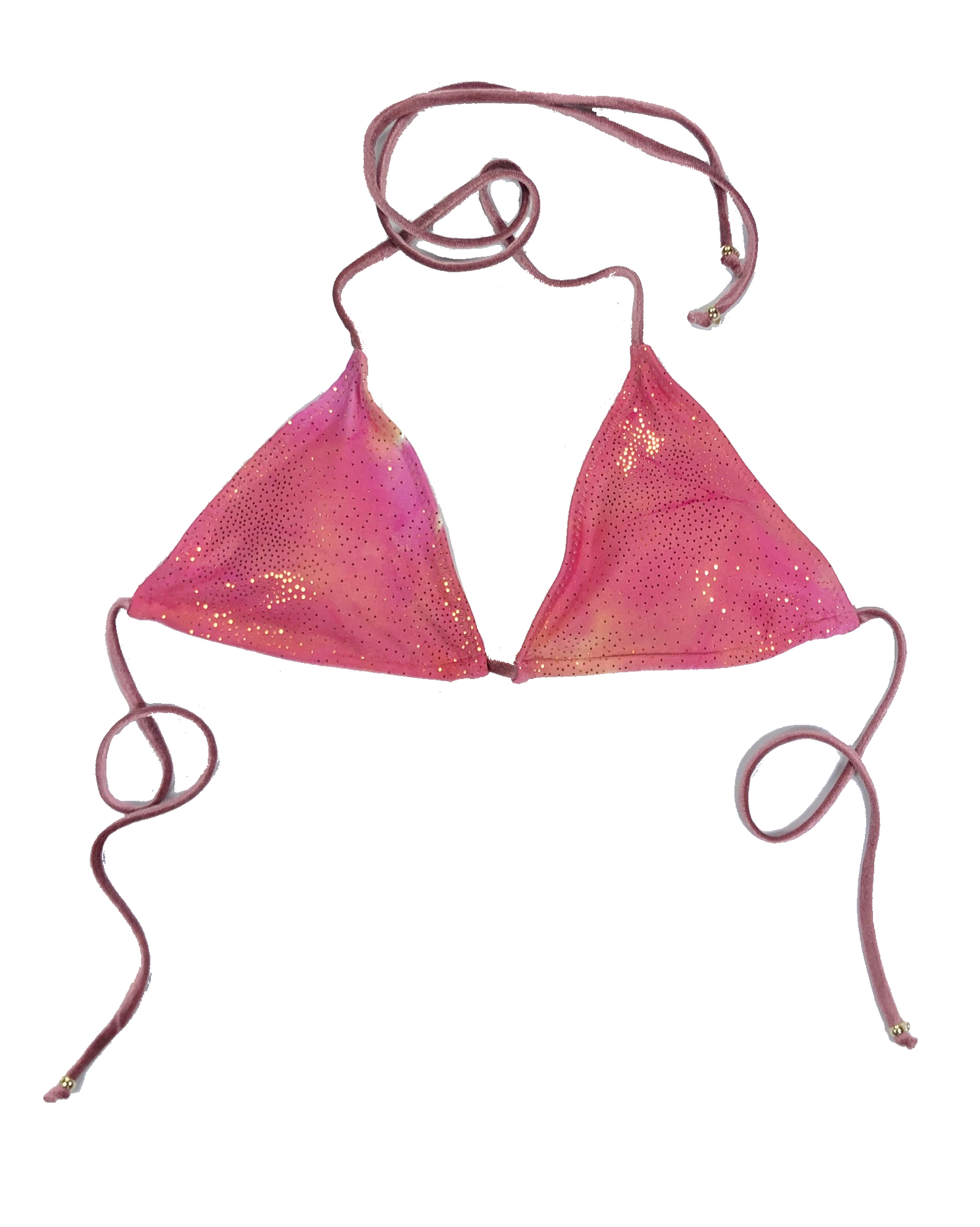 wendolin-designs - Wendolin Designs - Bikini Top - Triangular Bikini  Top - Color Pink and gold tie-dye design