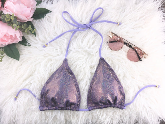 Purple Bikini Top Sparkling Print