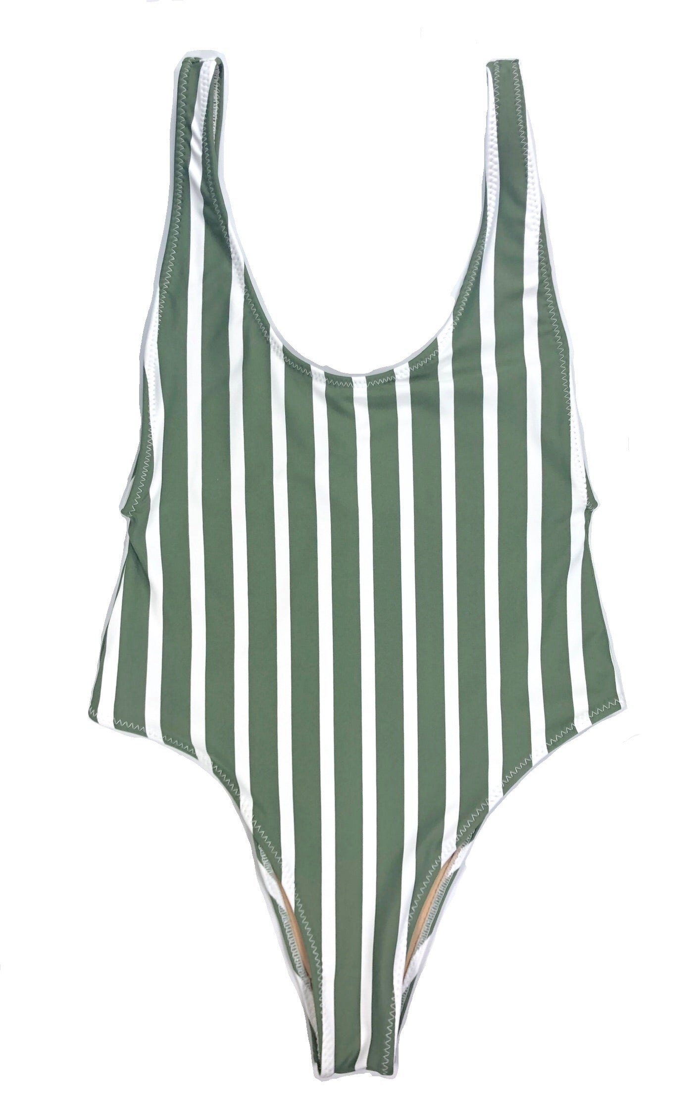 wendolin-designs - Wendolin Designs - Swimsuit - One Piece Swimsuit High Cut- Color Green Striped