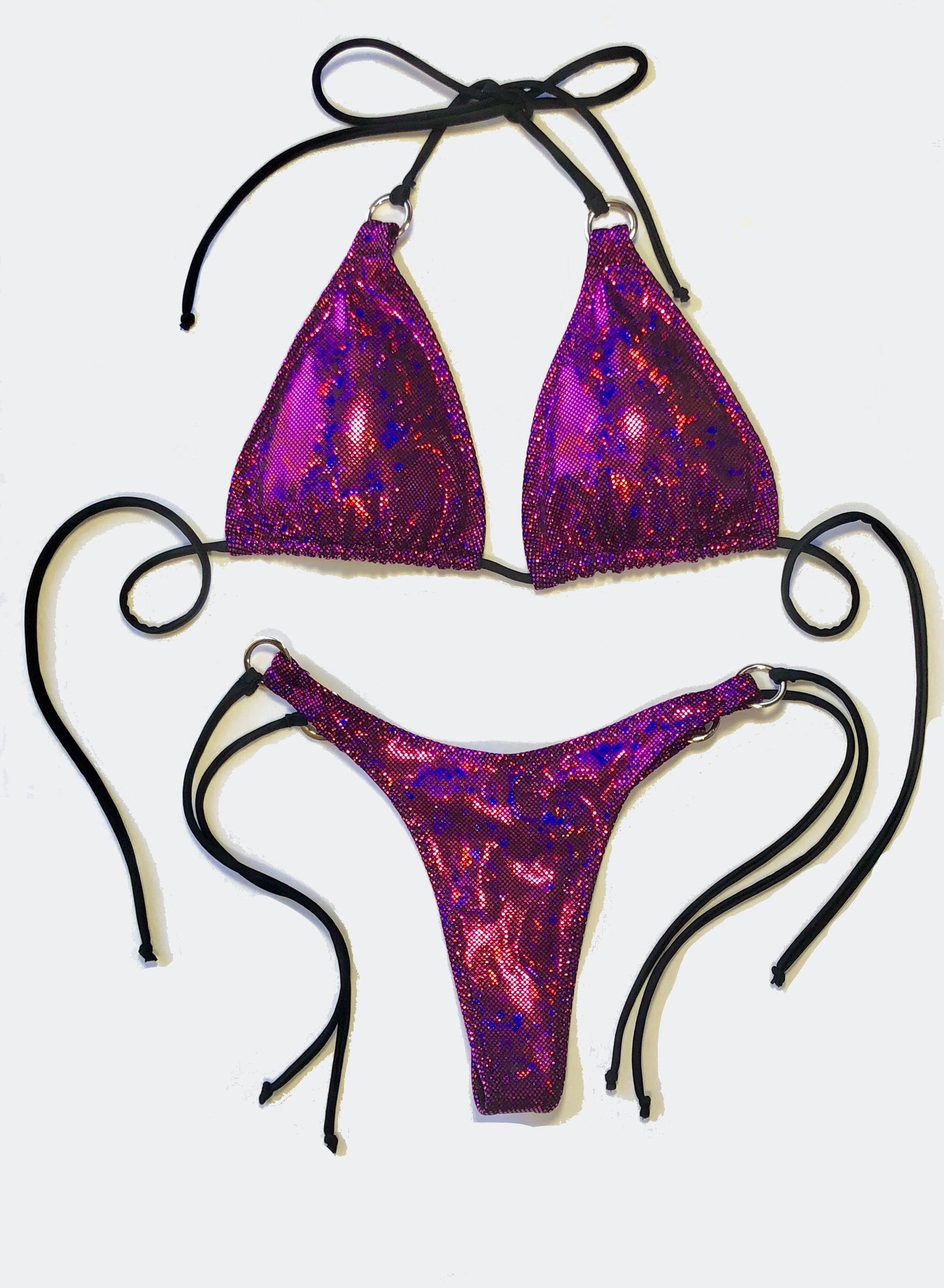 wendolin-designs - Wendolin Designs - Bikini Top - Two Piece bikini set-Purple holographic small rigns